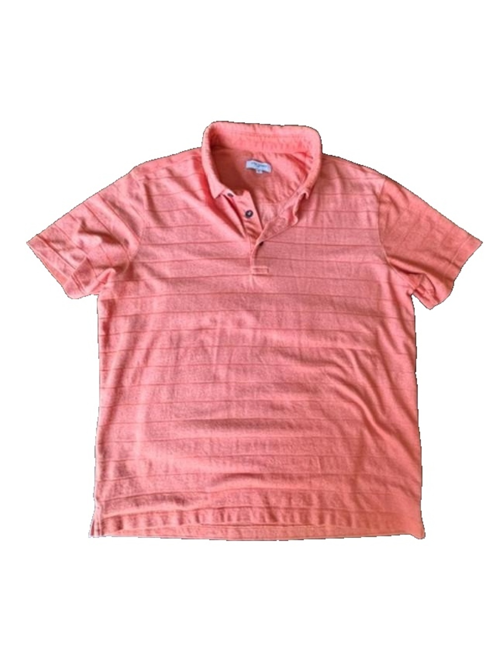 TOM JAMES Men Polo Shirt Orange Striped Short Sleeve M